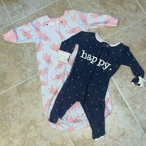 Baby Sleepers - Pink Elephant and Navy Happy